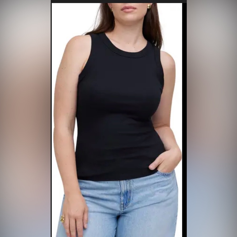 Madewell sleeveless black ribbed tank top